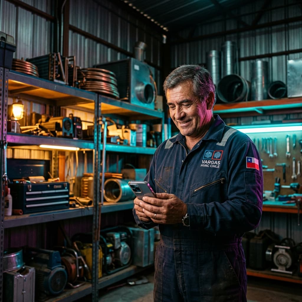 Dueño de empresa de servicios revisando su gestión en el celular de forma relajada