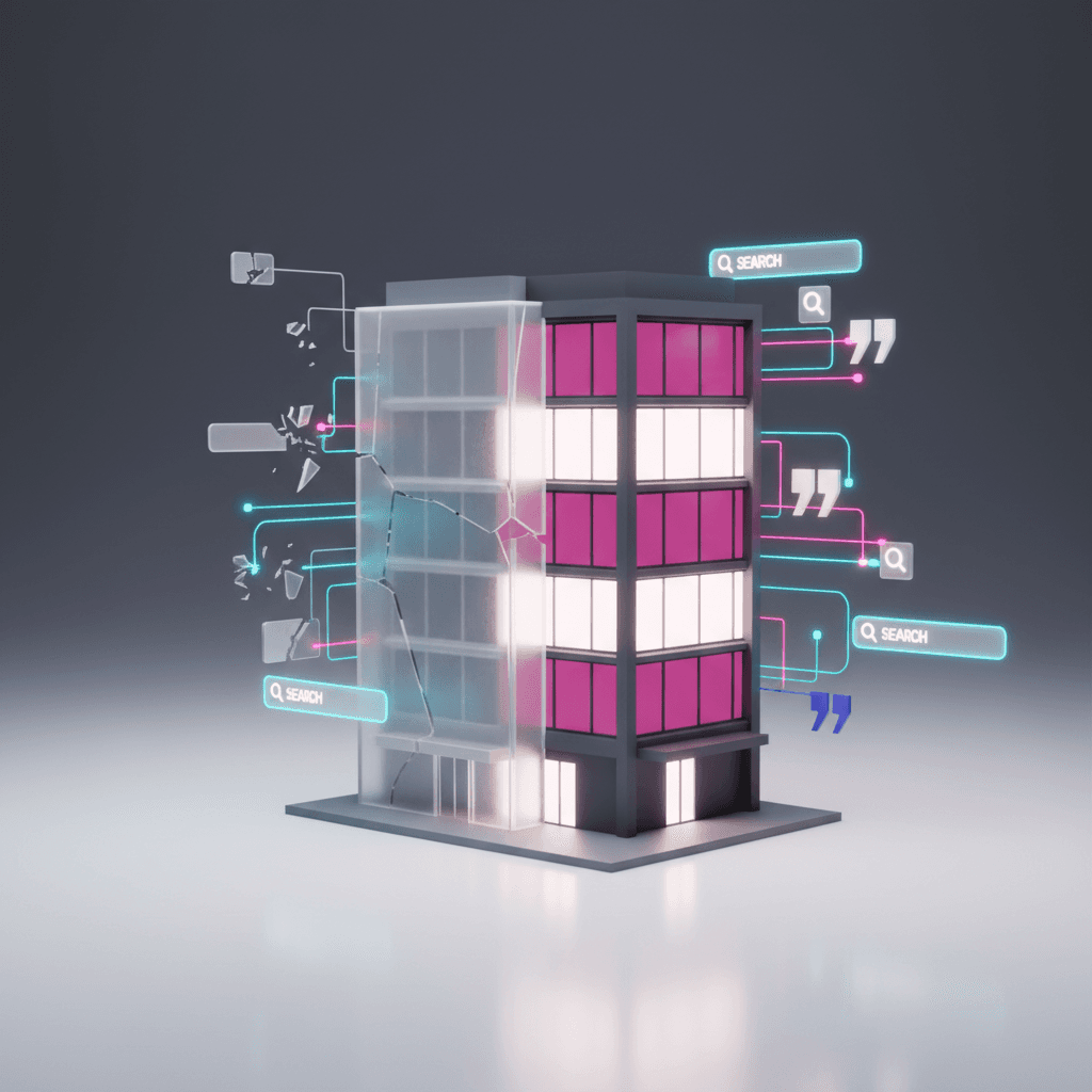 Oficina contable moderna en Santiago con pantalla mostrando web Next.js y mapa de Google, simbolizando éxito y visibilidad.