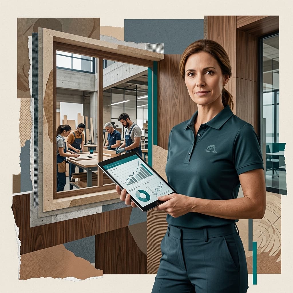 Dueño de empresa de servicios técnicos supervisando la operación desde una tablet con calma