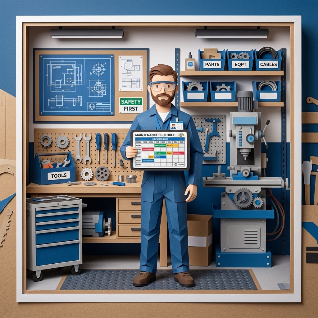 Dueño de empresa técnica revisando tablet con plan de mantención programada